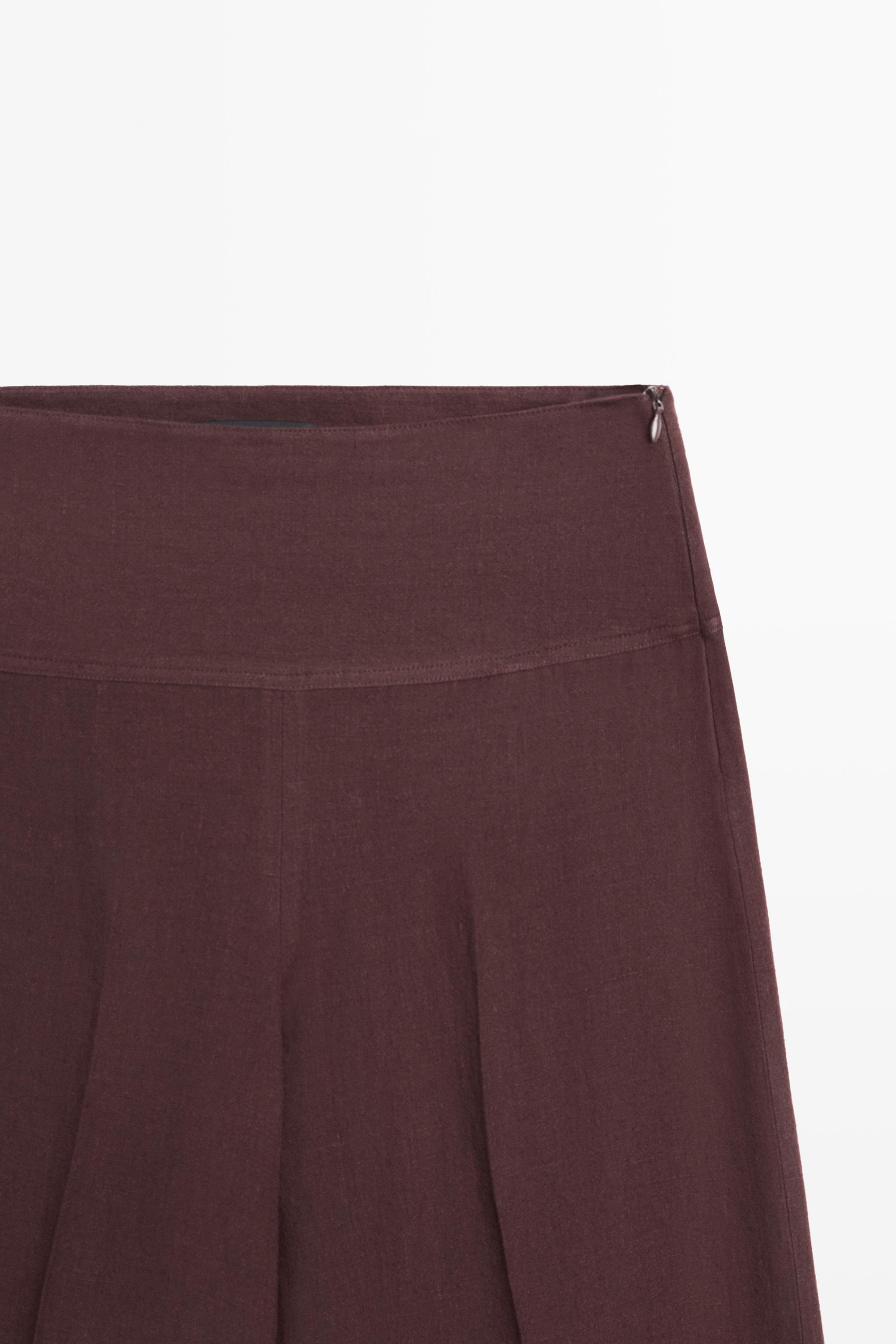 100% linen mid-waist flared pants